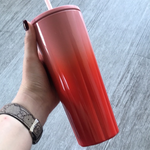 Starbucks Pink Red ombré Stainless Steel Cold Cup 24 floz - Picture 2 of 6